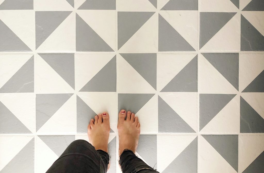 How To Paint Your Tile Floor Angela, Painted Tile Floor