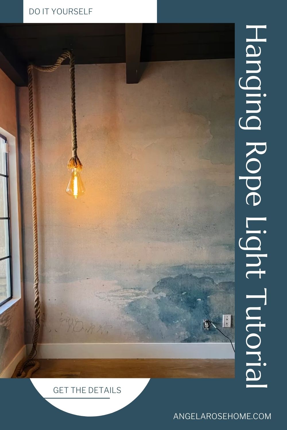 Hanging Light Ropes Drawing DIY Hanging Rope Light Tutorial - Angela Rose Home