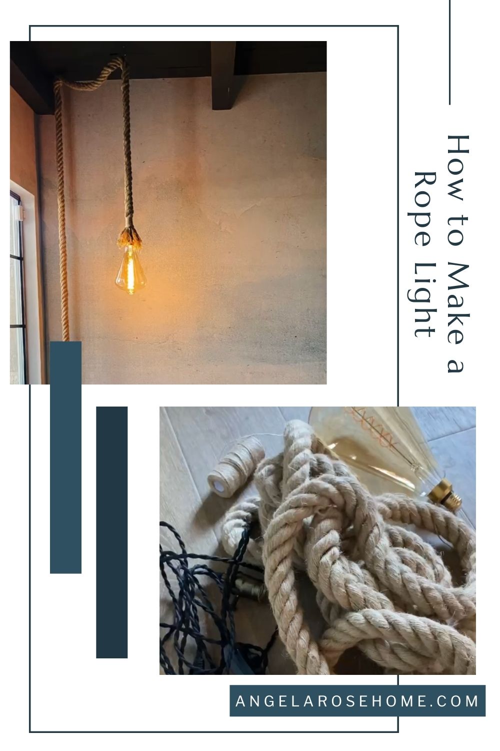 DIY Hanging Rope Light Tutorial Angela Rose Home