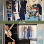 Organized and updated closet using Ikea Kallax shelf unit angelarosehome.com