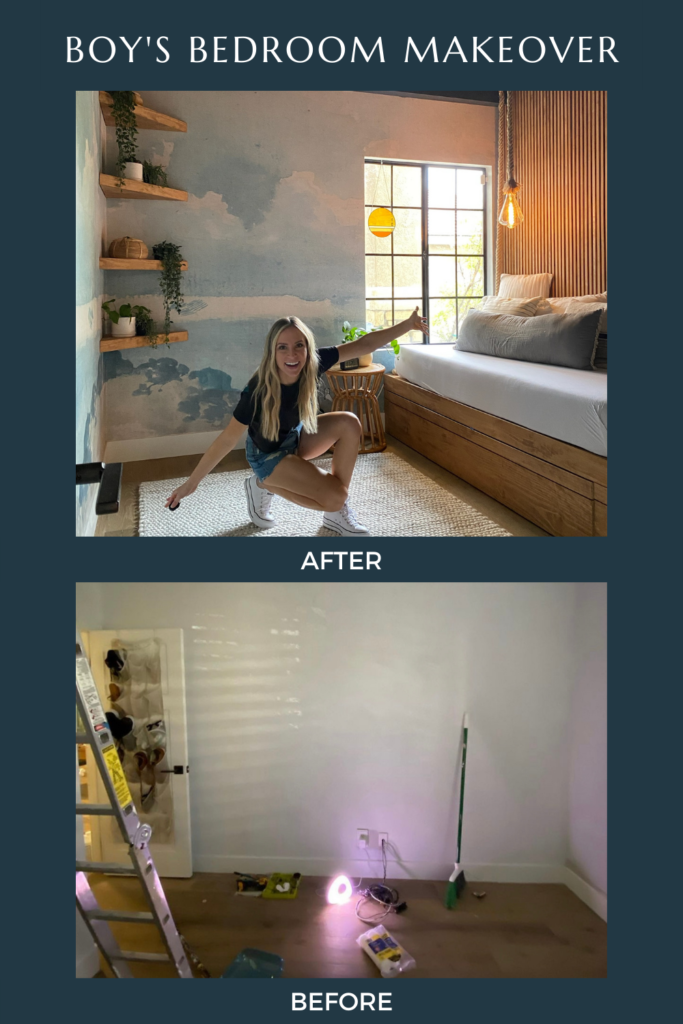DIY Cloud-inspired boy's bedroom makeover angelarosehome.com.