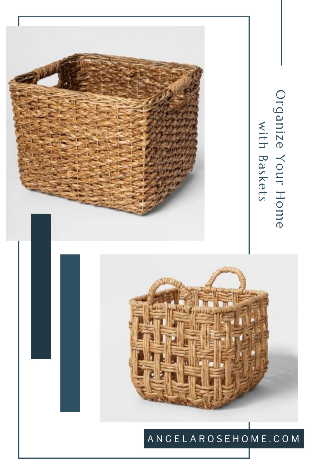 organize your home with baskets www.angelarosehome.com