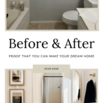 Before and after of a guest bathroom makeover.