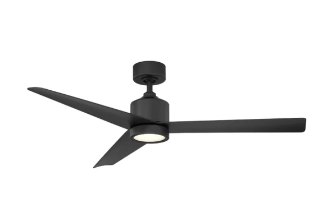 Black 3-pronged modern ceiling fan.