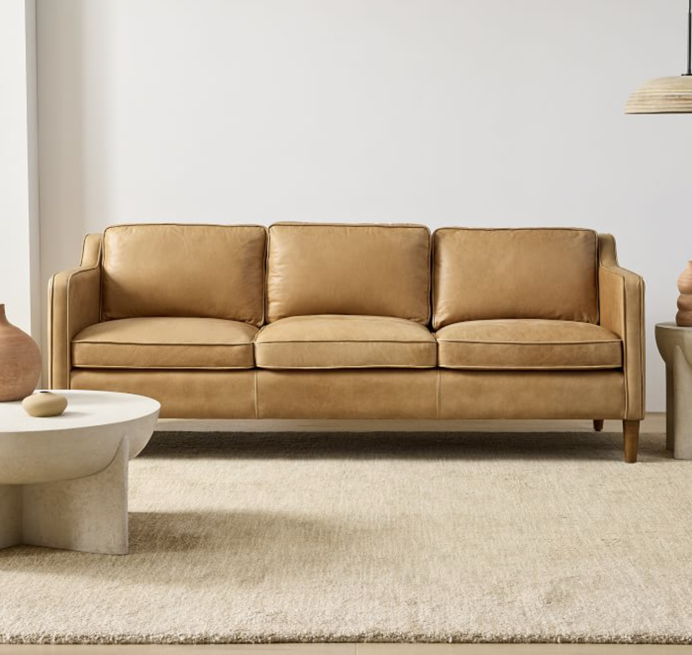 Photos of the Hamilton leather couch.