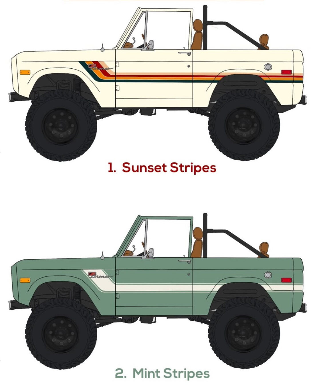 Mockups of the two paint color options.