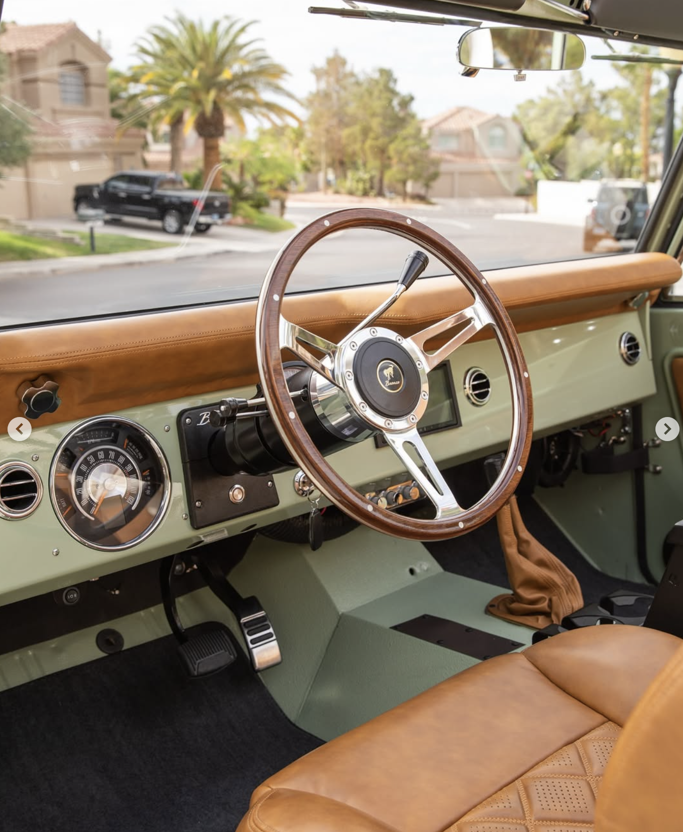 Close up of bronco steering wheel.